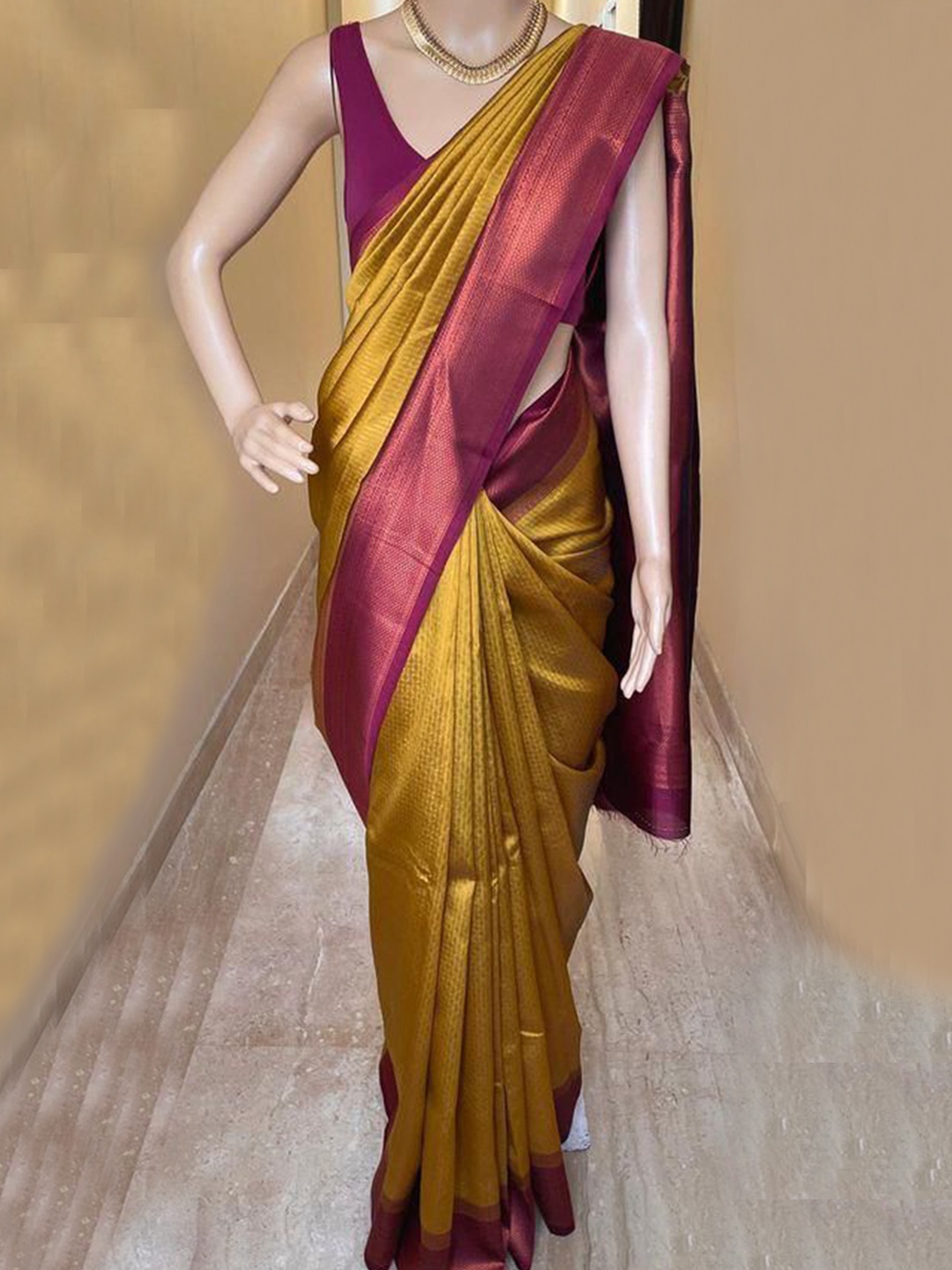 

Marziyaa Woven Design Banarasi Saree With Blouse Piece, Yellow