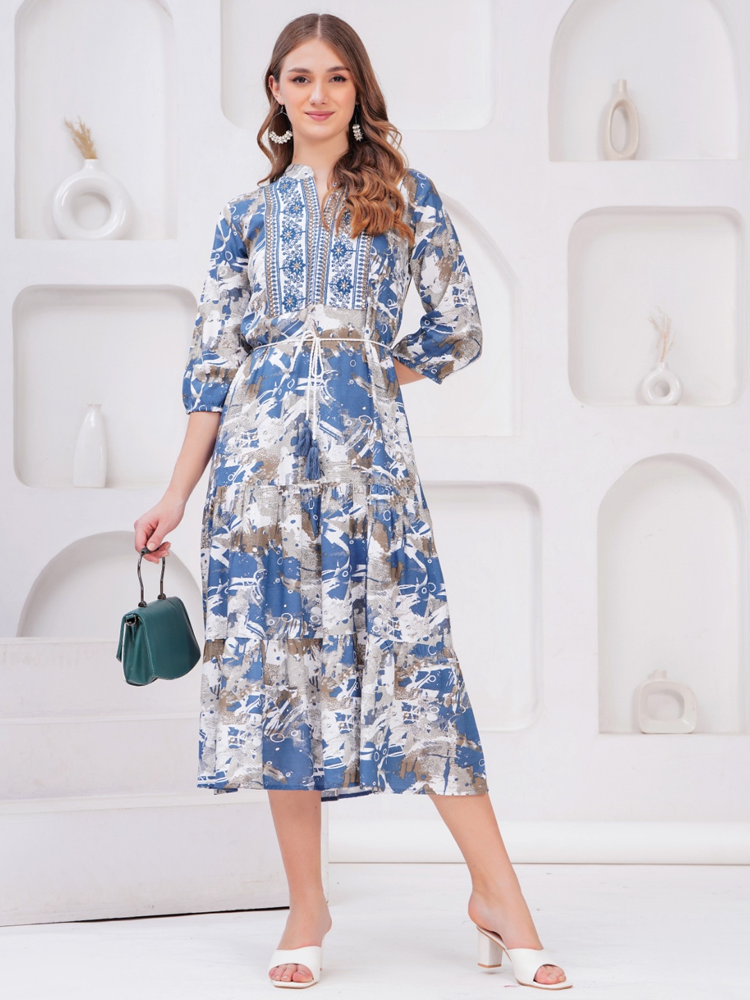 

HIGHLIGHT FASHION EXPORT Women Fit & Flare Midi Dress, Blue