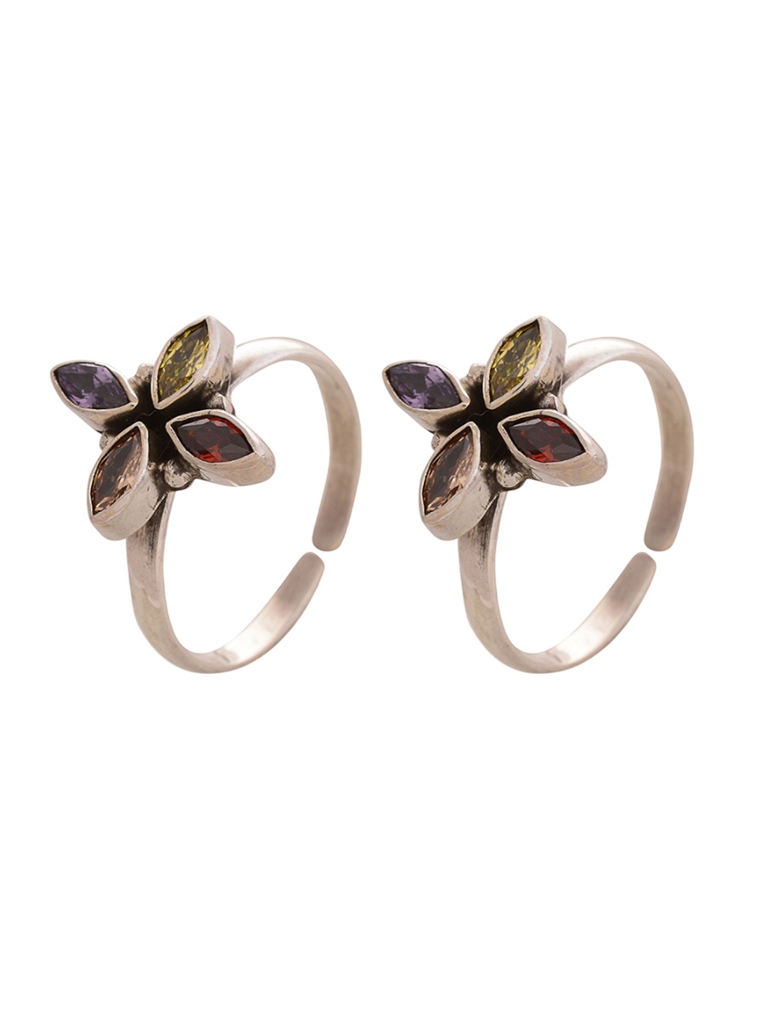 

Peenzone Jewellers 925 Sterling Silver-Plated Cubic Zirconia Studded Toe Rings