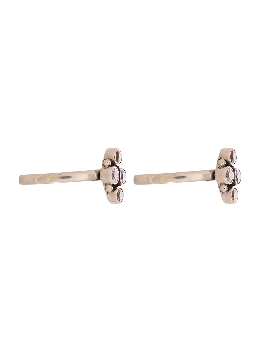 

Peenzone Jewellers Pack Of 2 92.5 Sterling Silver Plated Cubic Zirconia Studded Toe Rings