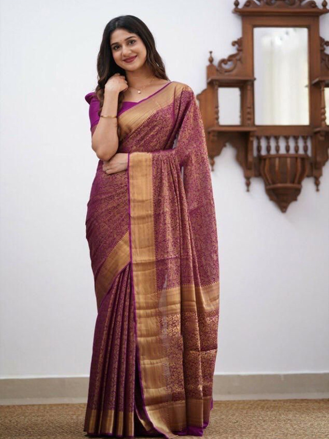 

Marziyaa Woven Design Zari Banarasi Saree, Purple