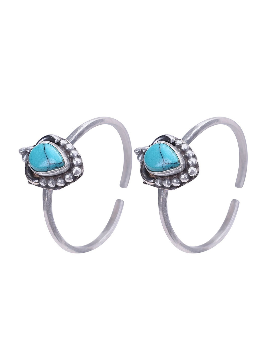 

Peenzone Jewellers Pack Of 2 925 Sterling Silver Plated Turquoise Studded Toe Rings