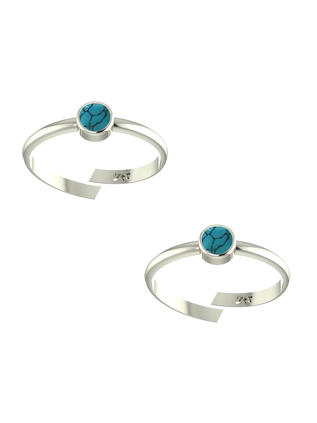 

Peenzone Jewellers Pack Of 2 925 Sterling Silver Turquoise Studded Toe Ring