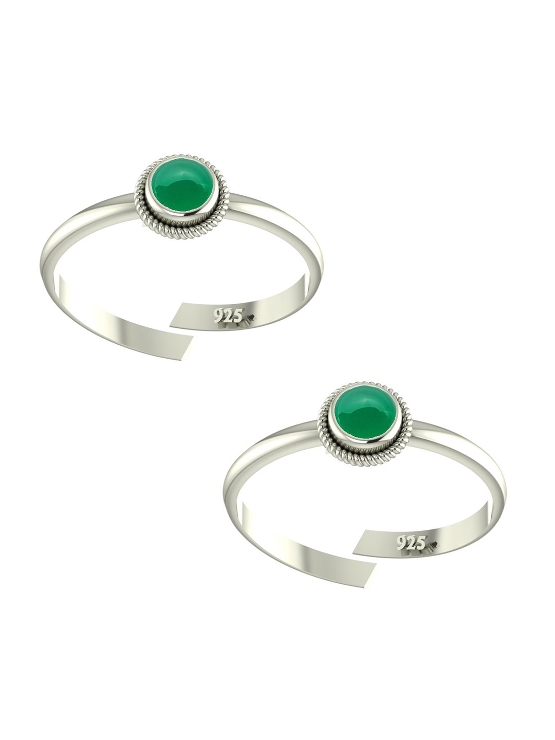 

Peenzone Jewellers Pack Of 2 925 Sterling Silver Plated Onyx Studded Toe Ring