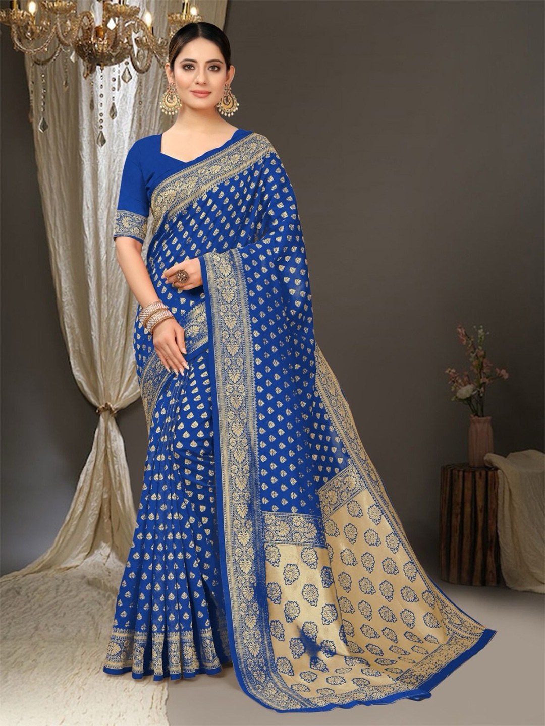 

Marziyaa Woven Design Zari Banarasi Saree, Blue
