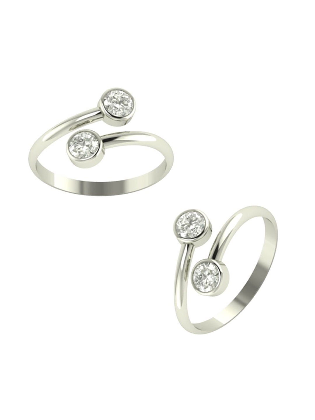 

Peenzone Jewellers Pack Of 2 925 Sterling Silver Plated Cubic Zirconia Studded Toe Rings