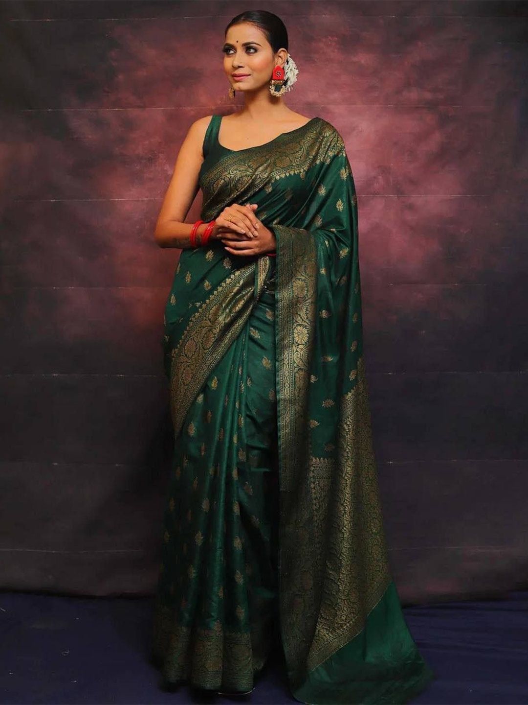 

Marziyaa Woven Design Zari Banarasi Saree, Green
