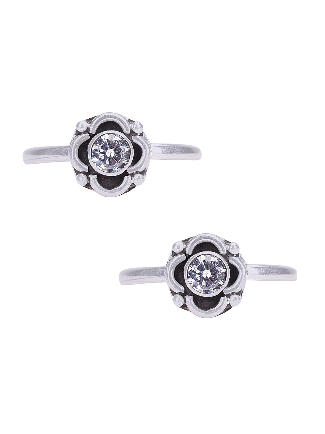

Peenzone Jewellers Pack Of 2 925 Sterling Silver Plated Cubic Zirconia Studded Toe Rings