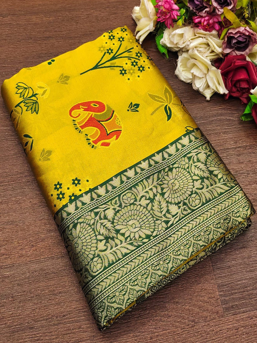 

Marziyaa Woven Design Zari Banarasi Saree, Yellow