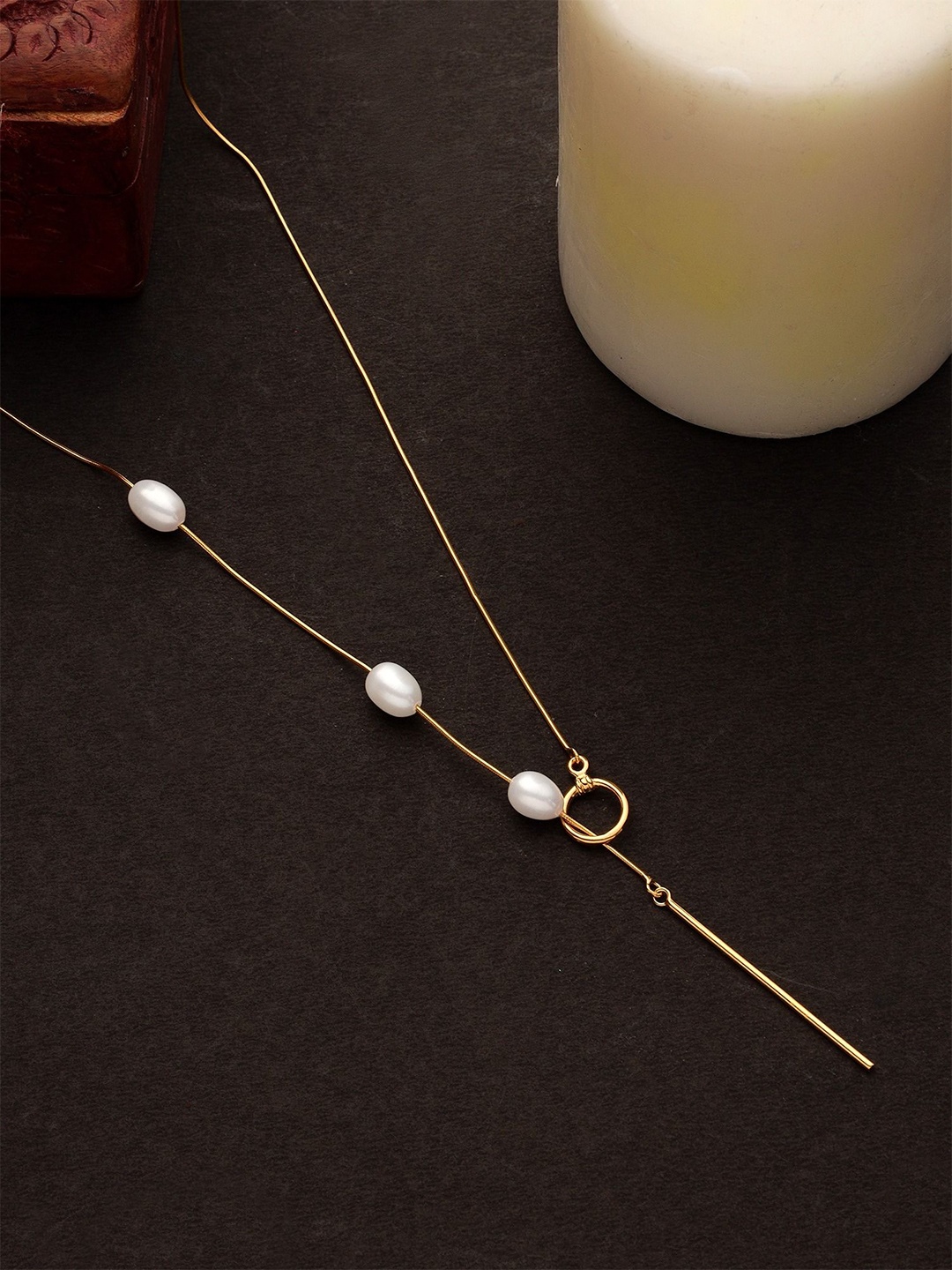 

DIAVO 925 Sterling Silver Gold-Plated Pearls Chain