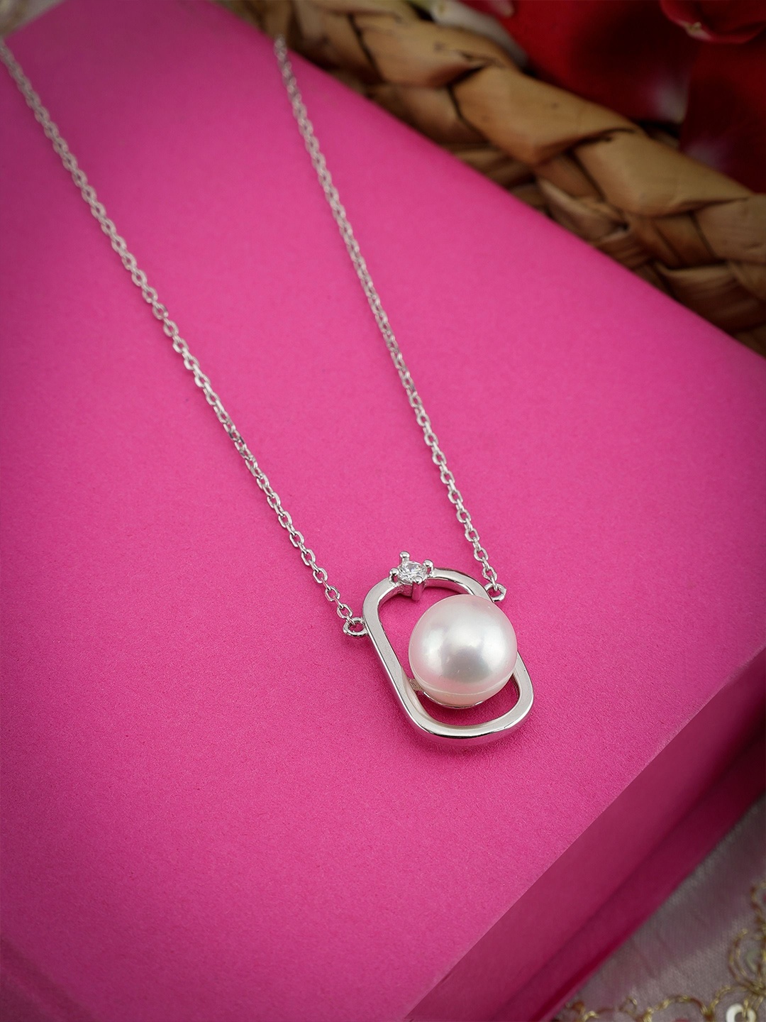 

DIAVO 925 Sterling Silver Rhodium-Plated Beaded Chain