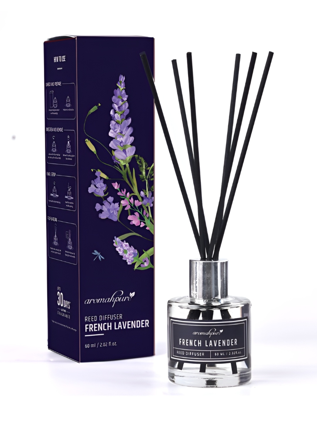 

Aromahpure Purple & Transparent Lavender Aroma Oil Diffuser With 6 Fiber Reed Sticks 60ml