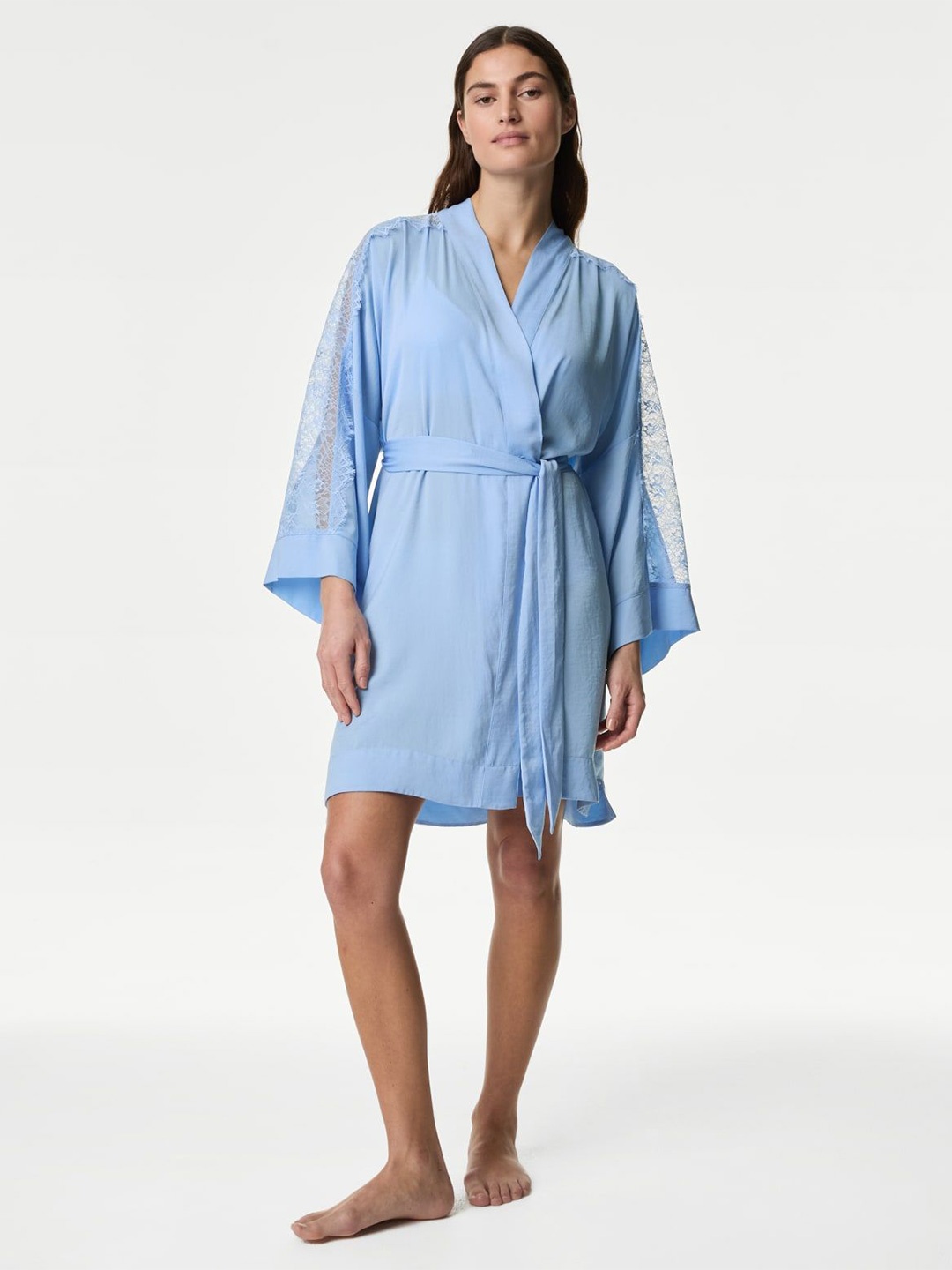 

Marks & Spencer Women V-Neck Wrap Nightdress, Blue