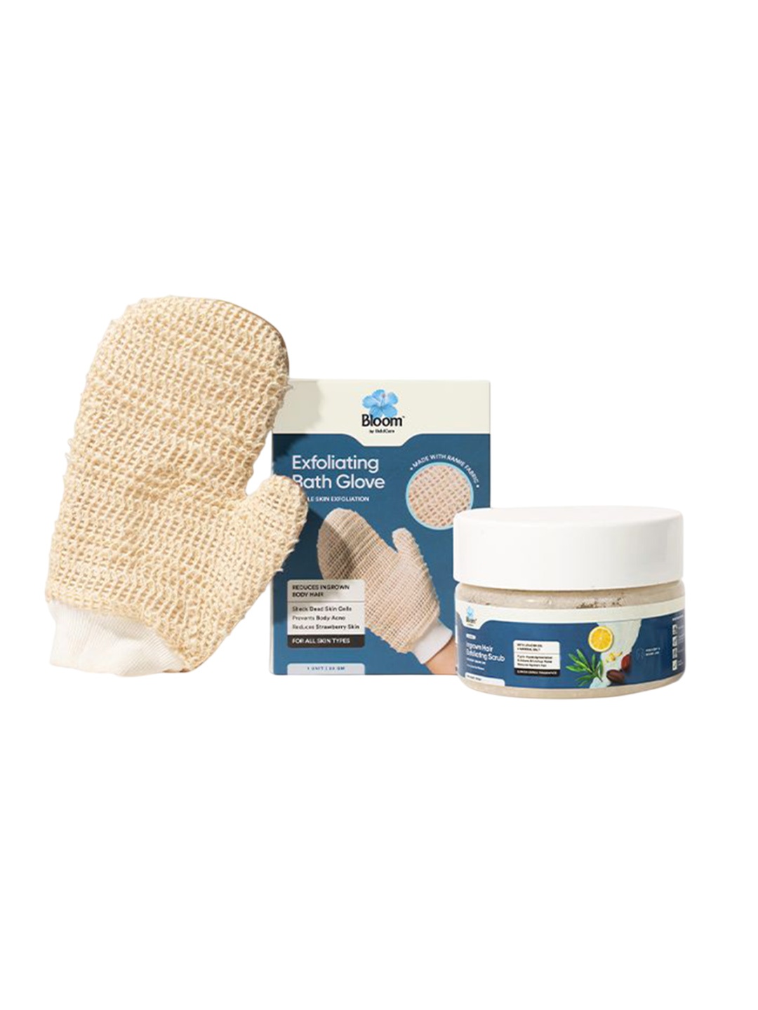 

Bloom Set Of 2 Exfoliating Scrub- 200 g & Bath Glove For Skin Exfoliation & Smoothness, Brown