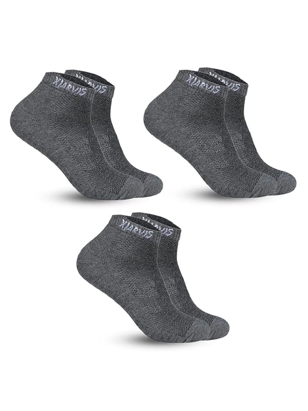 

Xjarvis Unisex Pack Of 3 Ankle-Length Socks, Grey