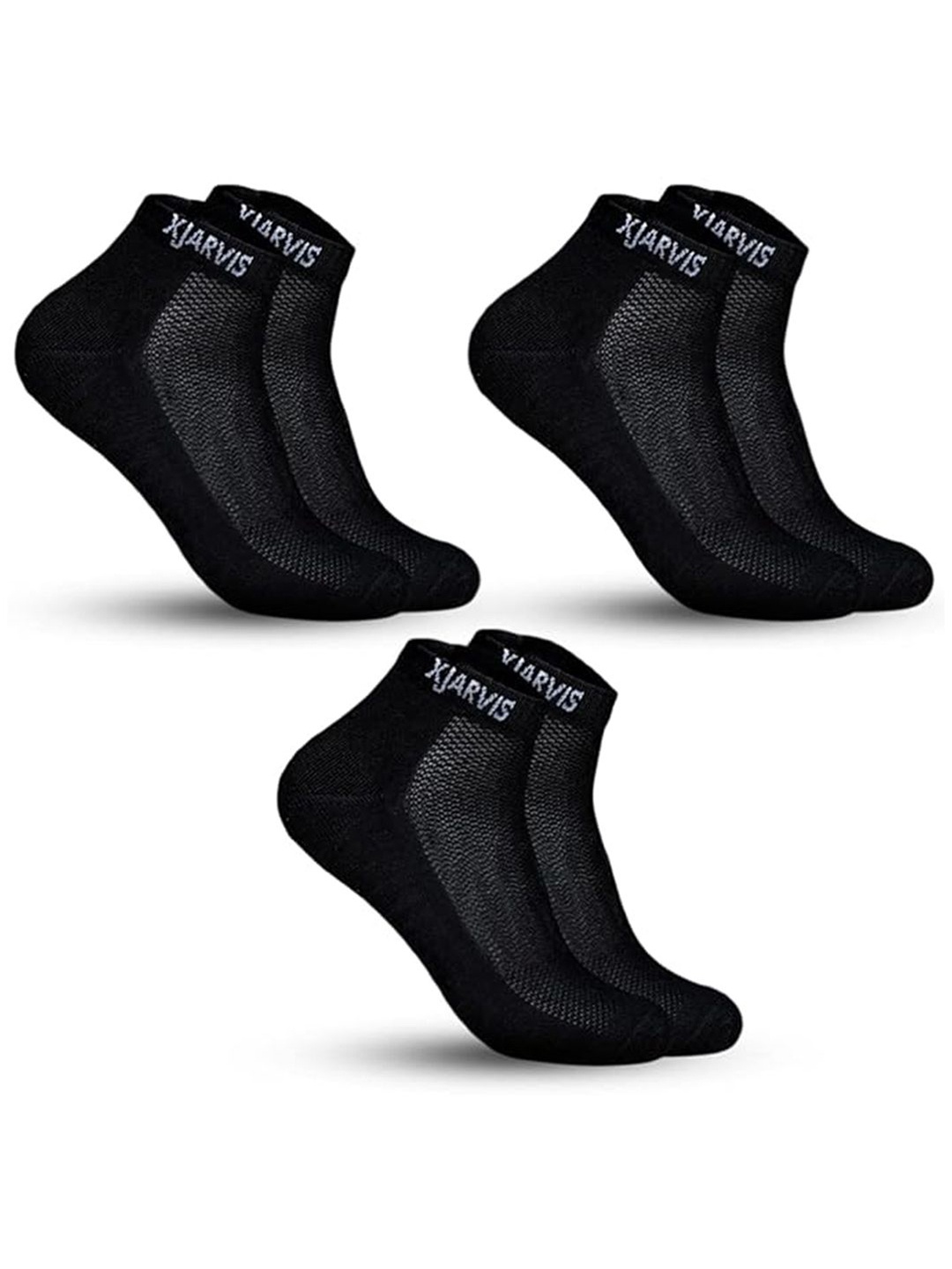

Xjarvis Unisex Pack Of 3 Ankle-Length Socks, Black
