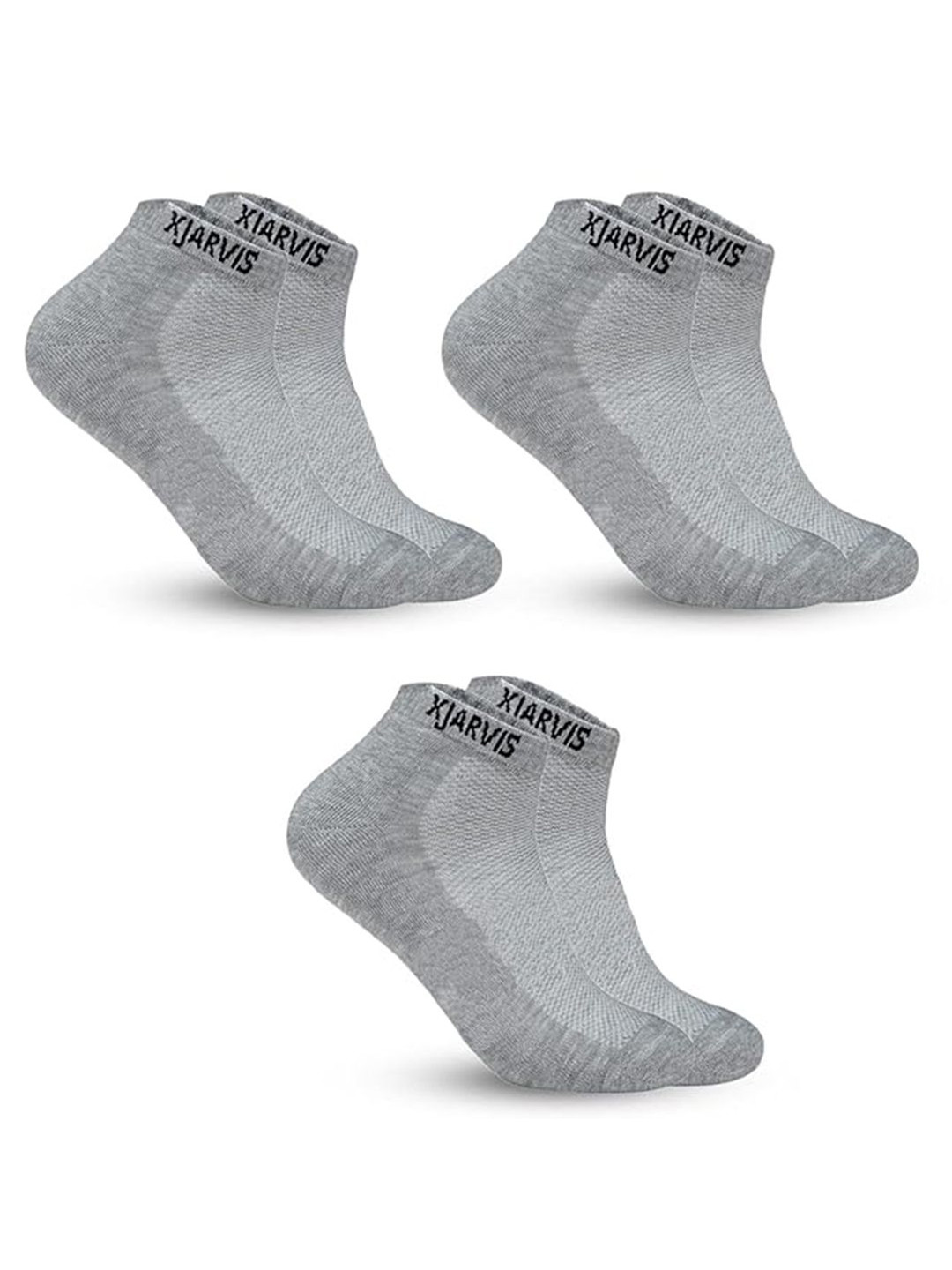 

Xjarvis Pack Of 3 Ankle-Length Socks, Grey