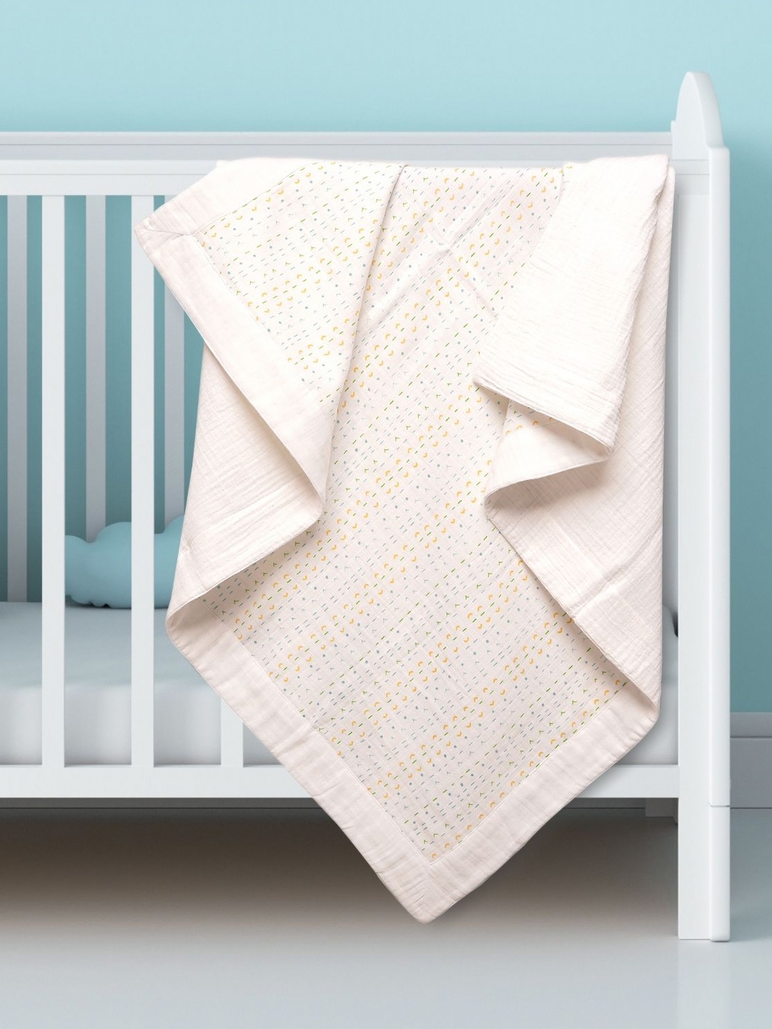 

TIDY SLEEP White & Yellow Geometric Cotton Mild Winter 210 GSM Single Bed Dohar