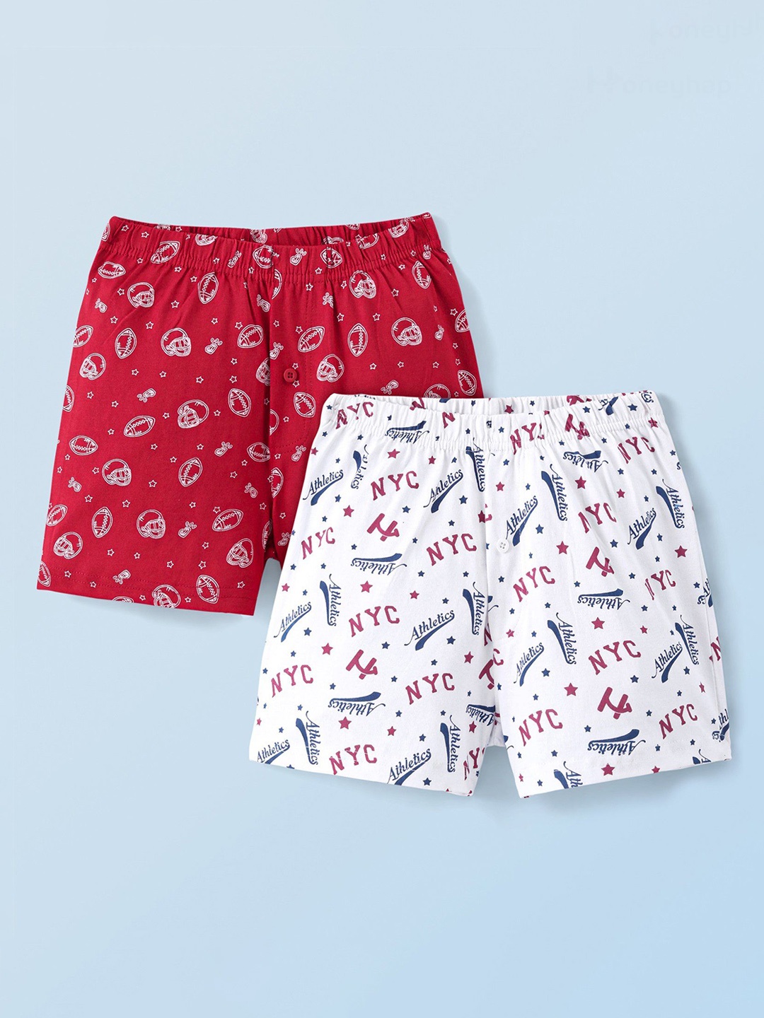 

Honeyhap Boys Pack Of 2 Printed Boxers 18041389, White