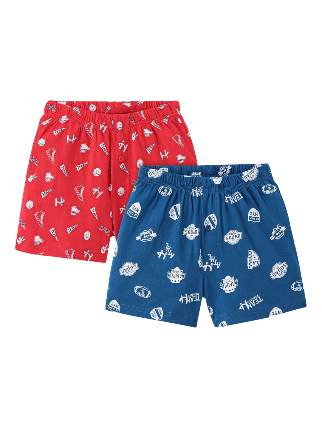 

Honeyhap Boys Pack Of 2 Printed Pure Cotton Boxers 18041520, Red