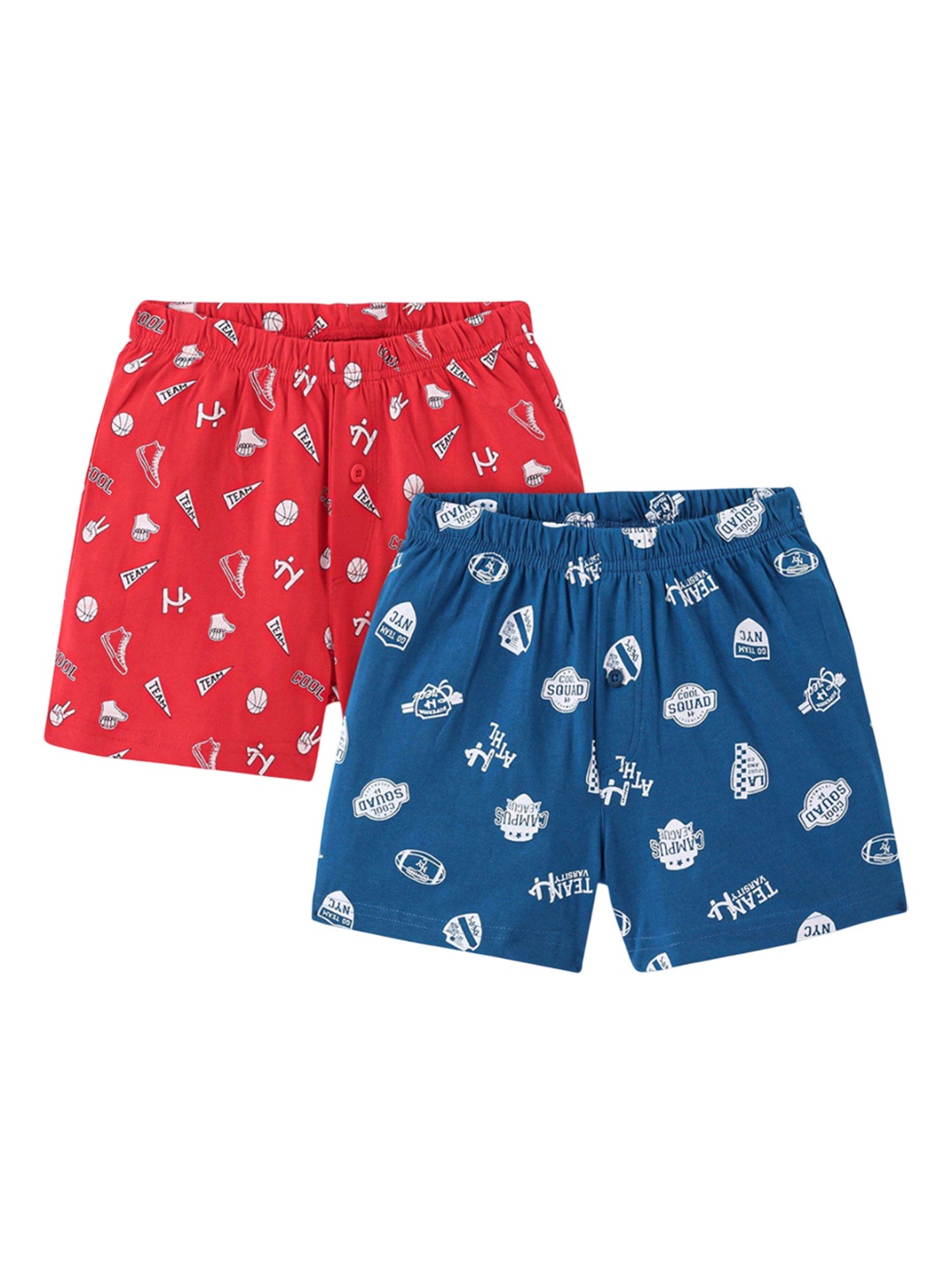 

Honeyhap Boys Pack Of 2 Printed Pure Cotton Boxers 18041513, Red