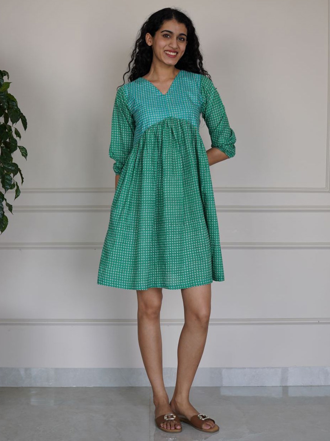 

The Quince Life Women Evil Eye Fit n Flare Dress, Green