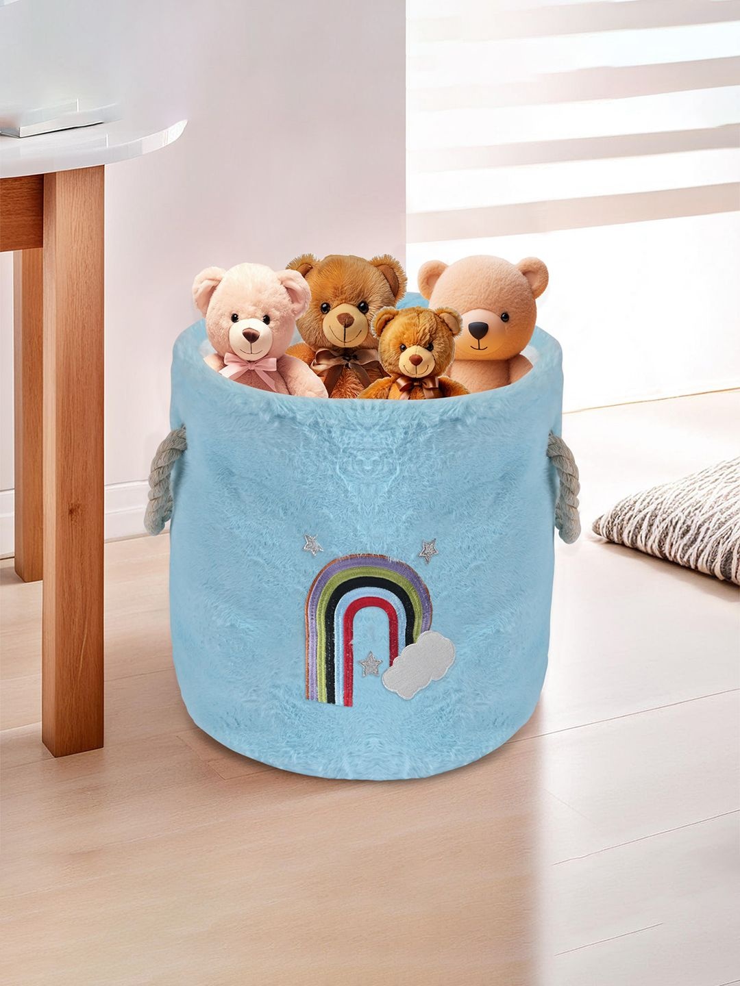 

Kuber Industries Blue & Red 4 Pcs Self Design Tote Basket for Storage Organisers