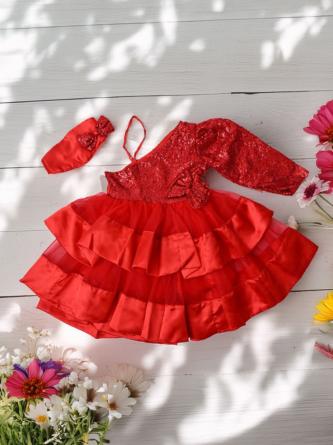

Bella Moda Girls Bow Detail Fit and Flare Dress, Red