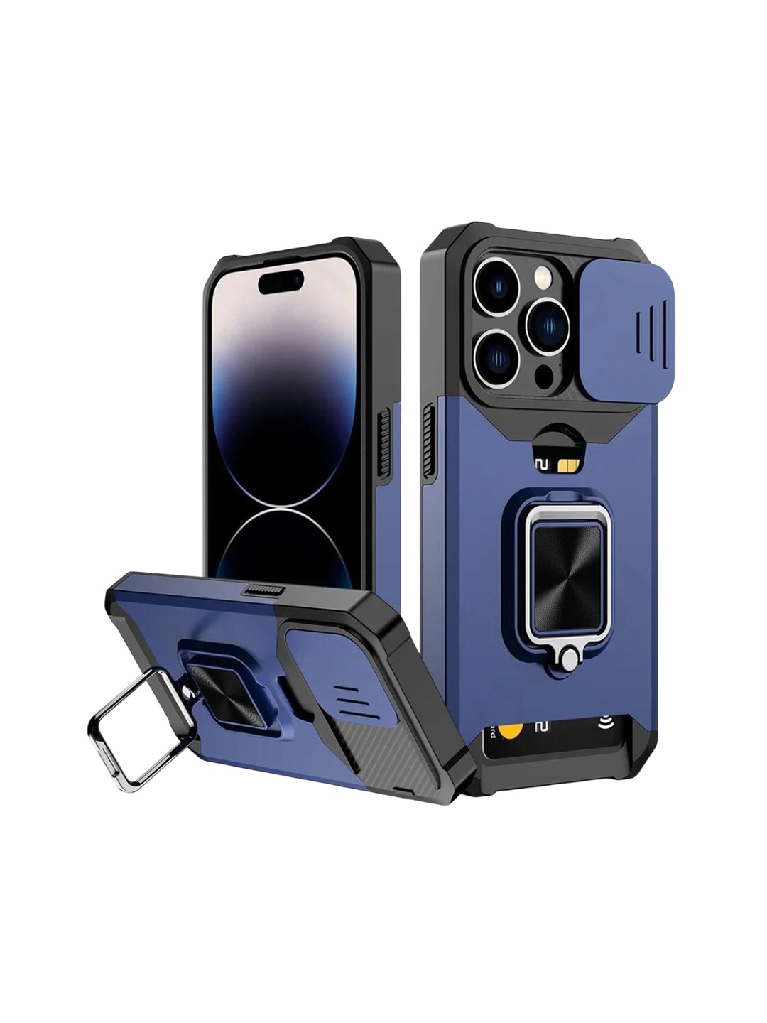 

Luxury Kase LK177 Camera Slide Protection iPhone 14 Pro Max Back Case, Navy blue