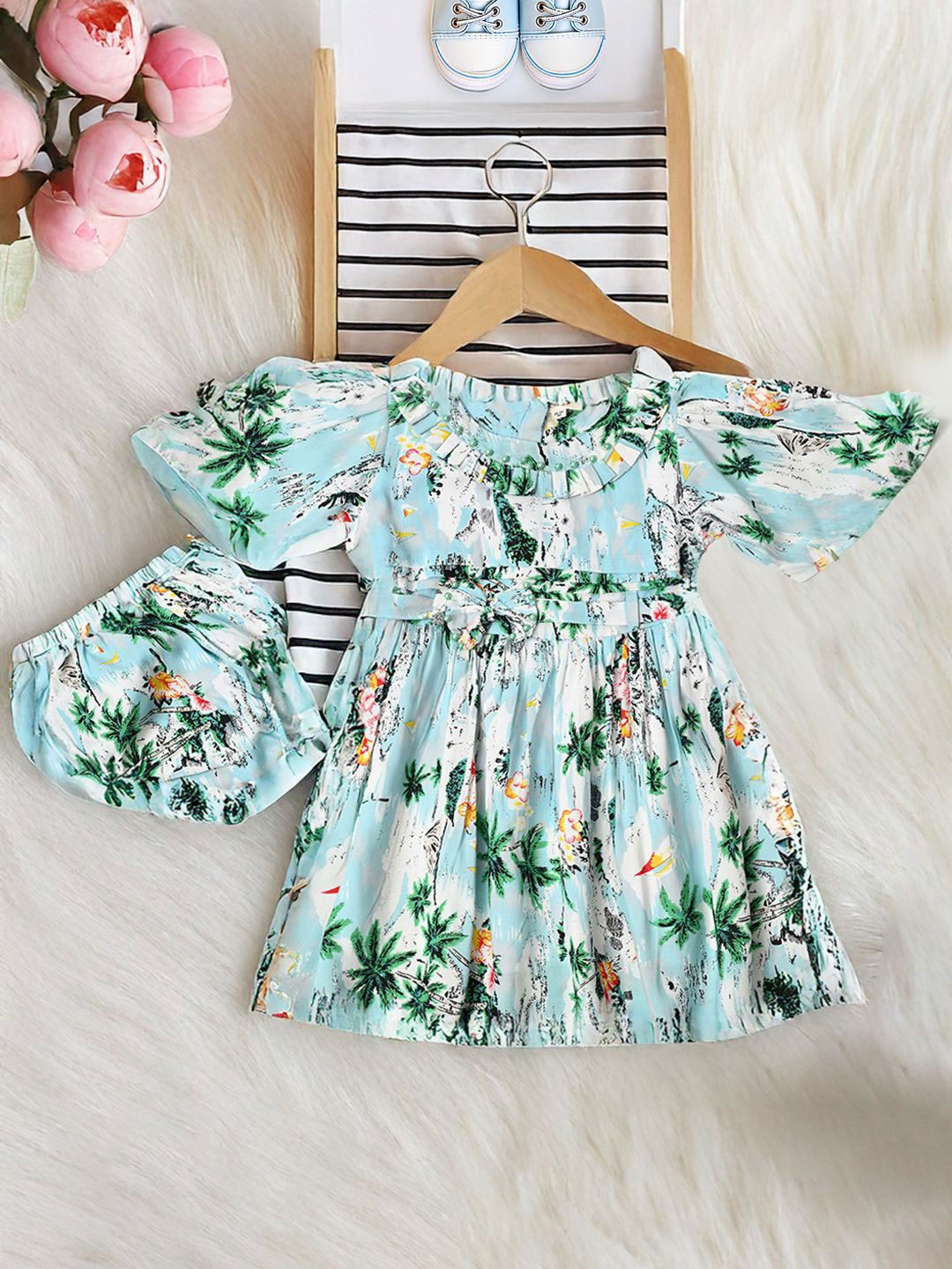 

Bella Moda Girls Floral Print Fit & Flare Dress, Blue