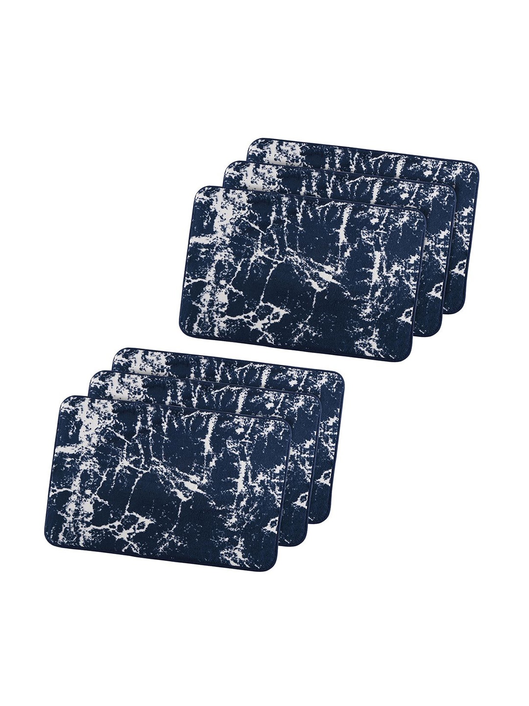 

Kuber Industries Unisex Navy Blue & White 6 Pieces Printed Anti-Skid Doormats