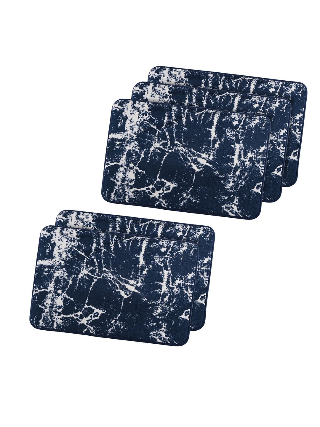

Kuber Industries Navy Blue & White 5 Pieces Printed Doormats