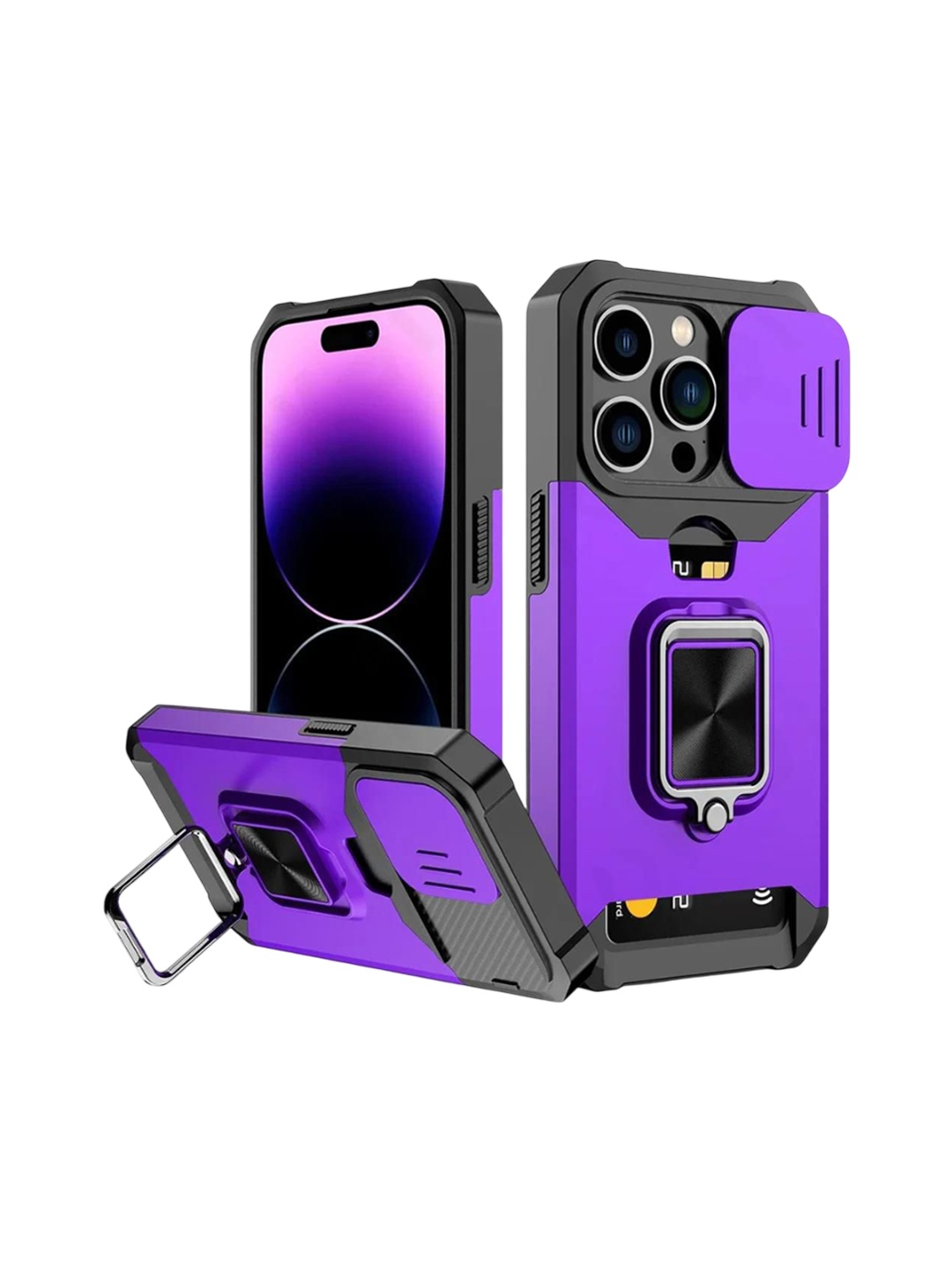 

Luxury Kase LK177 Camera Slide Protection iPhone 13 Pro Back Case, Purple