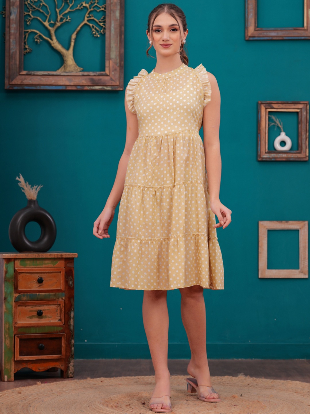 

BAESD Women Fit & Flare Midi Dress, Yellow