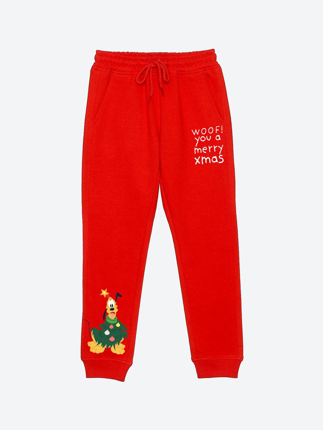 

YK Disney Boys Graphic Printed Mid Rise Joggers, Red