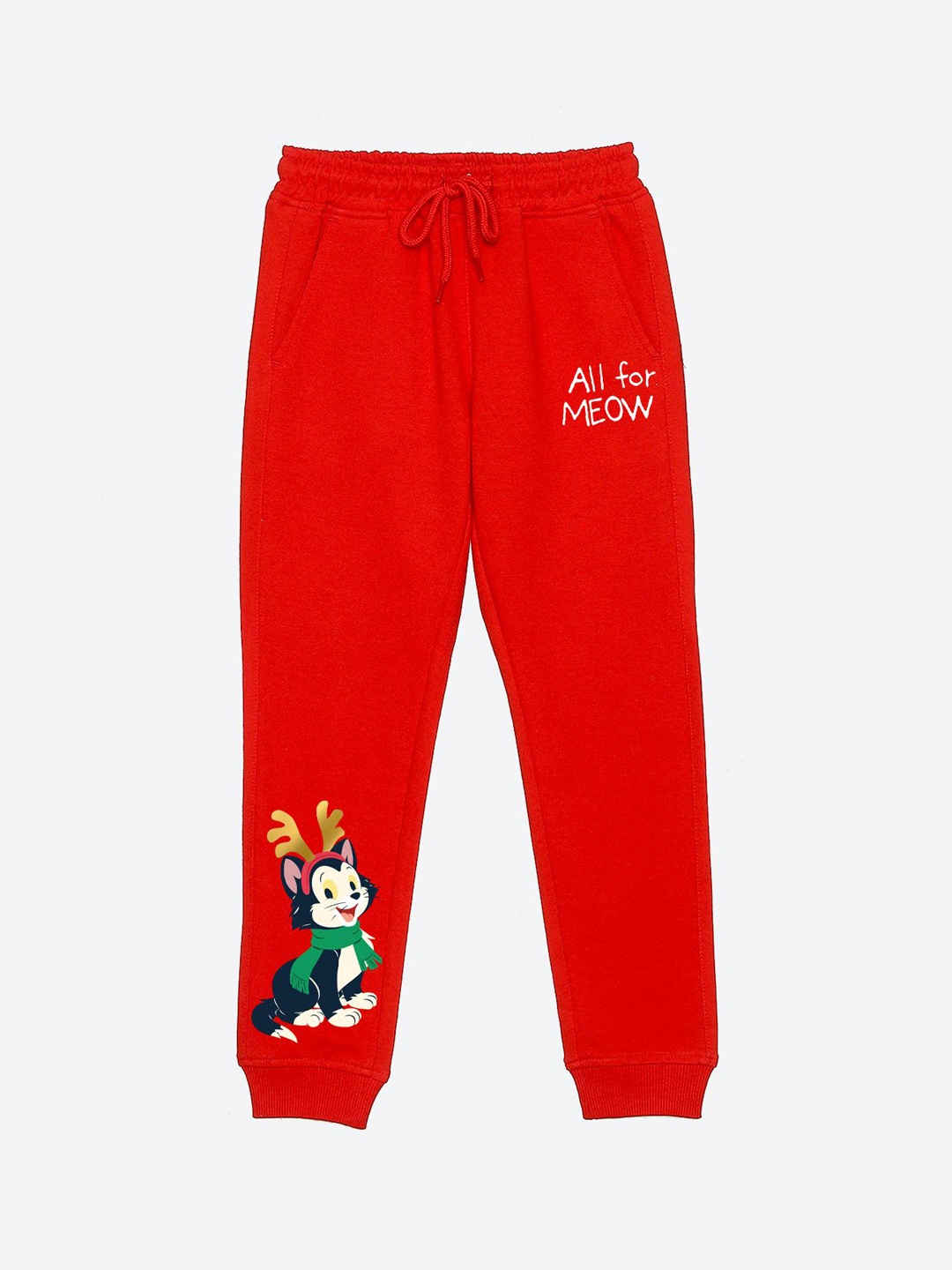 

YK Disney Girls Graphic Printed Mid Rise Joggers, Red