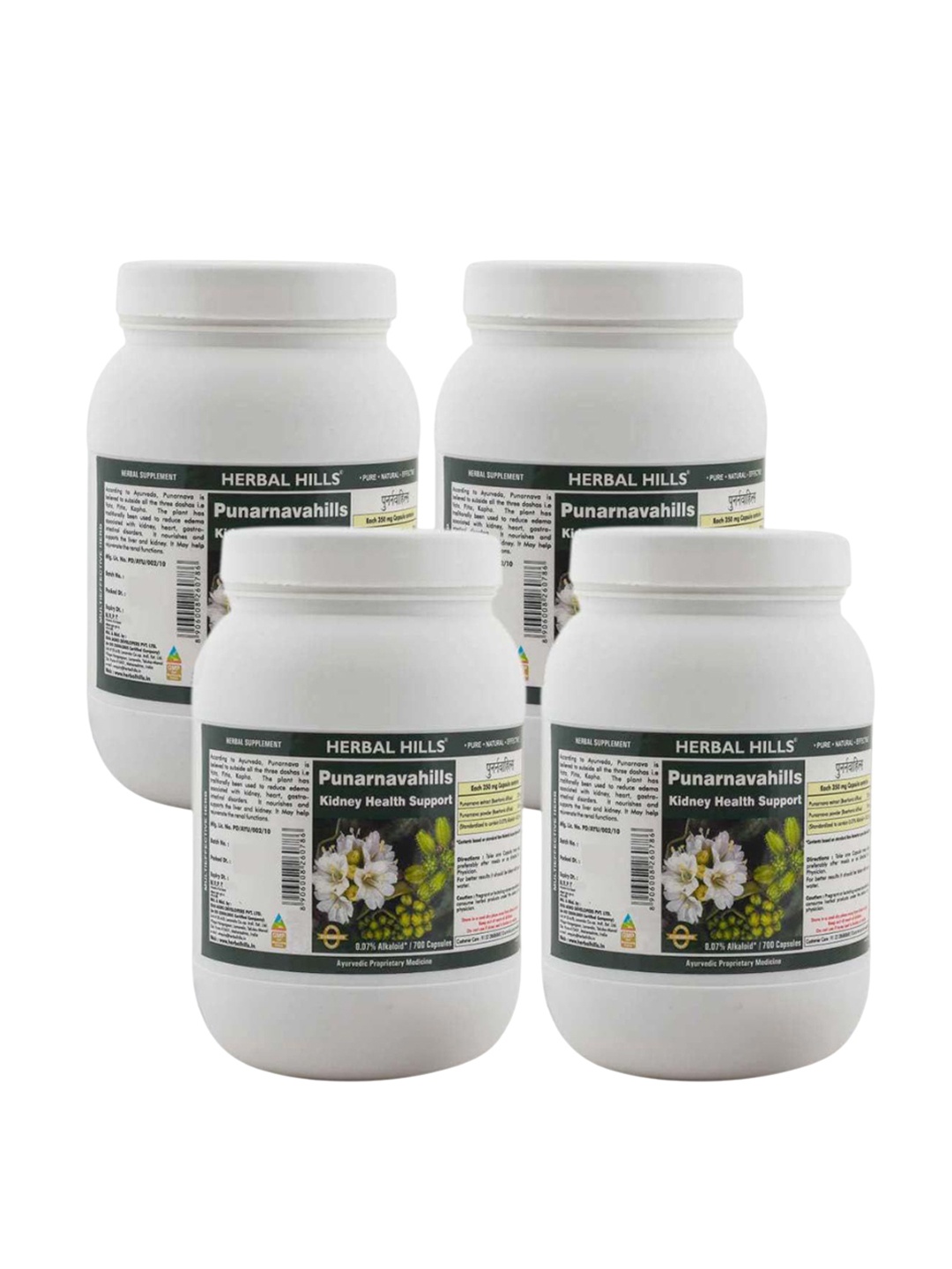 

Herbal Hills Set of 4 Punarnavahills Capsule- 700 Capsules Each, White