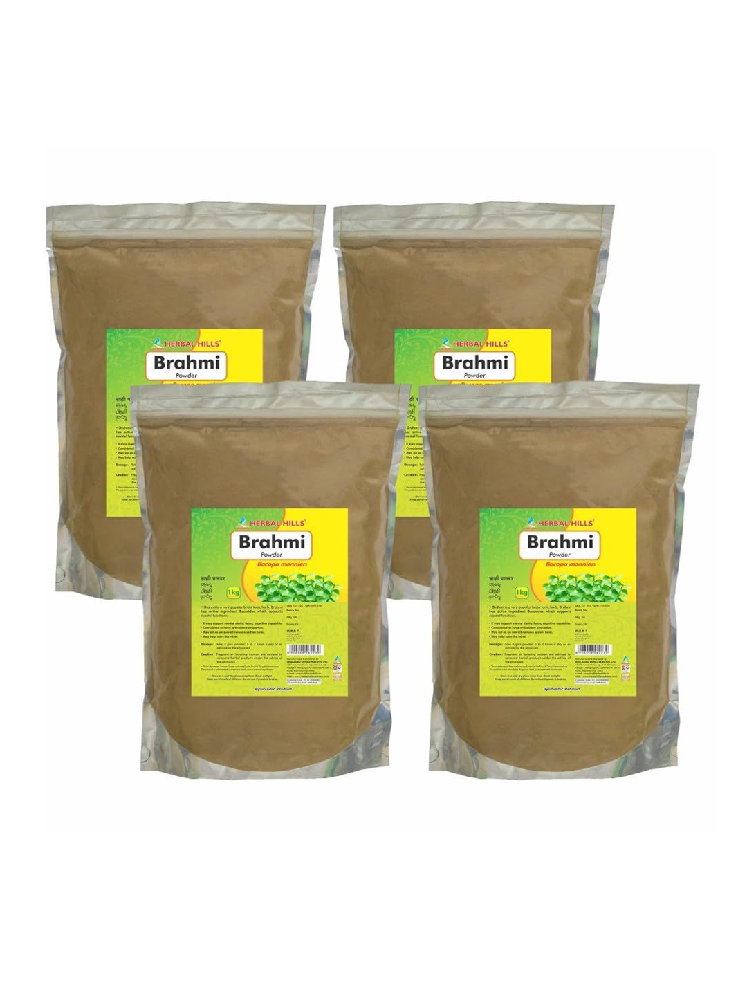 

Herbal Hills Set Of 4 Brahmi Powder - 1 kg Each, Brown