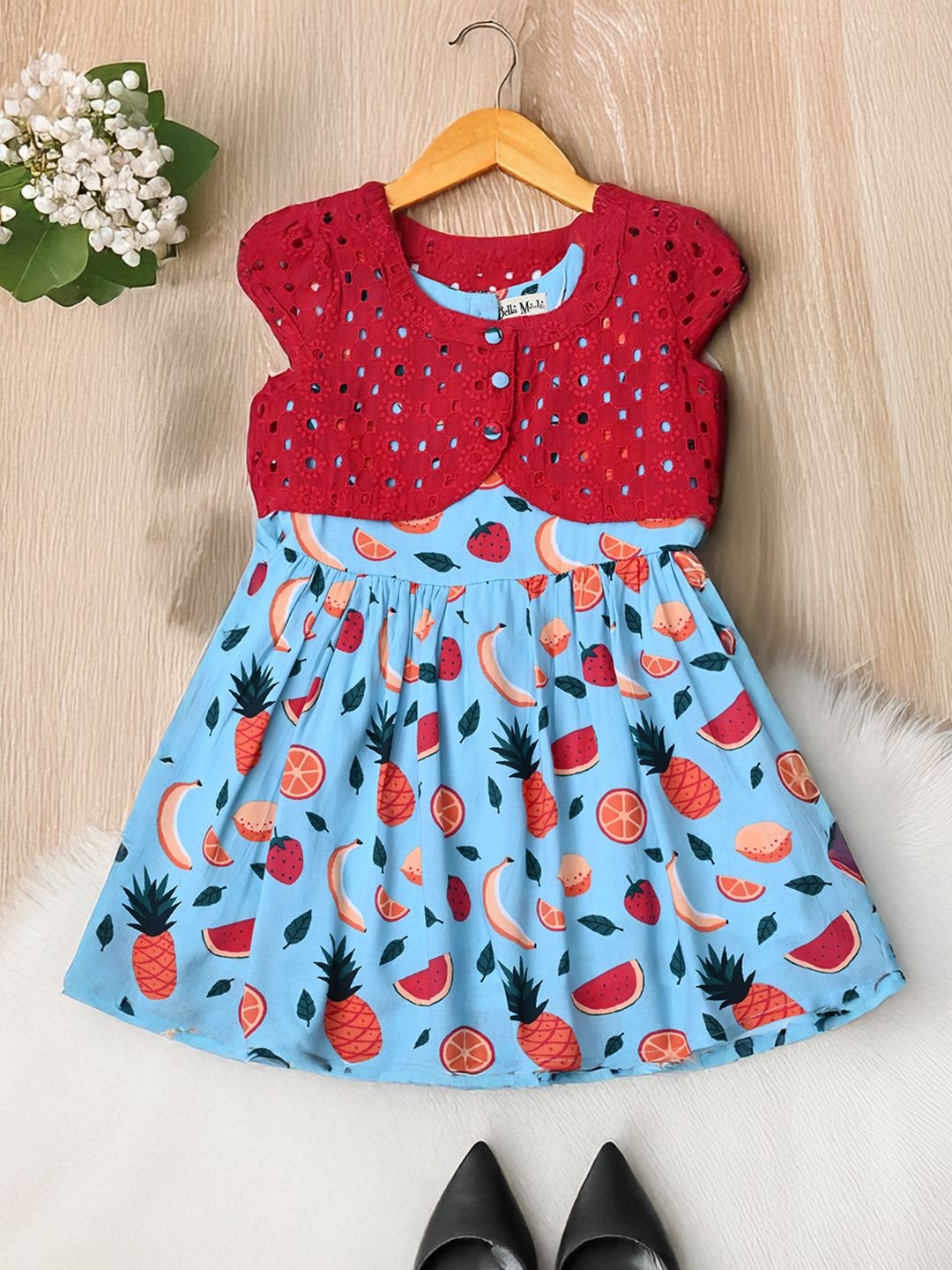 

Bella Moda Girls Floral Printed Fit & Flare Dress, Blue