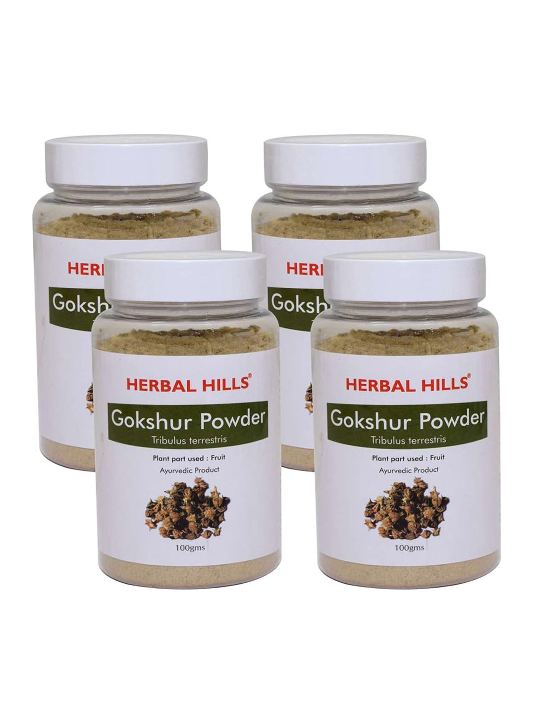 

Herbal Hills Set Of 4 Gokshur Powder Tribulus Terrestris- 100 g Each, White