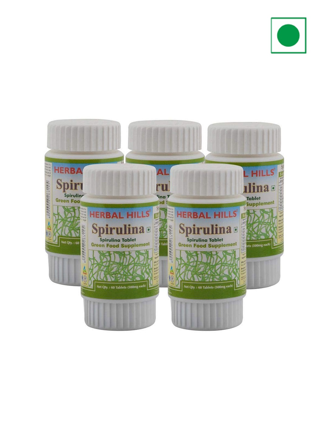 

Herbal Hills Set Of 5 Spirulina Tablets - 60 Tablets Each, White