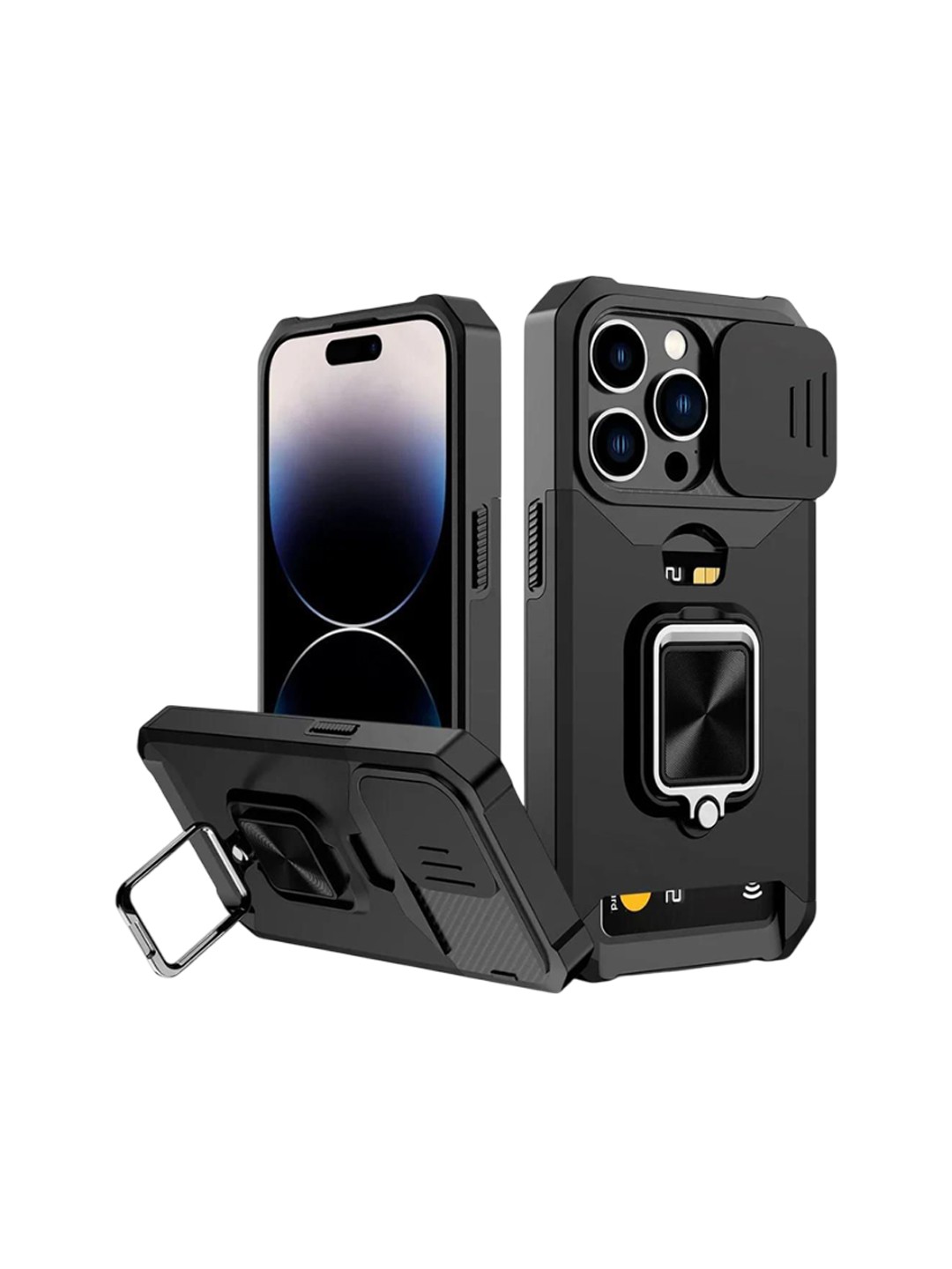 

Luxury Kase LK177 Camera Slide Protection iPhone 14 Pro Max Back Case, Black
