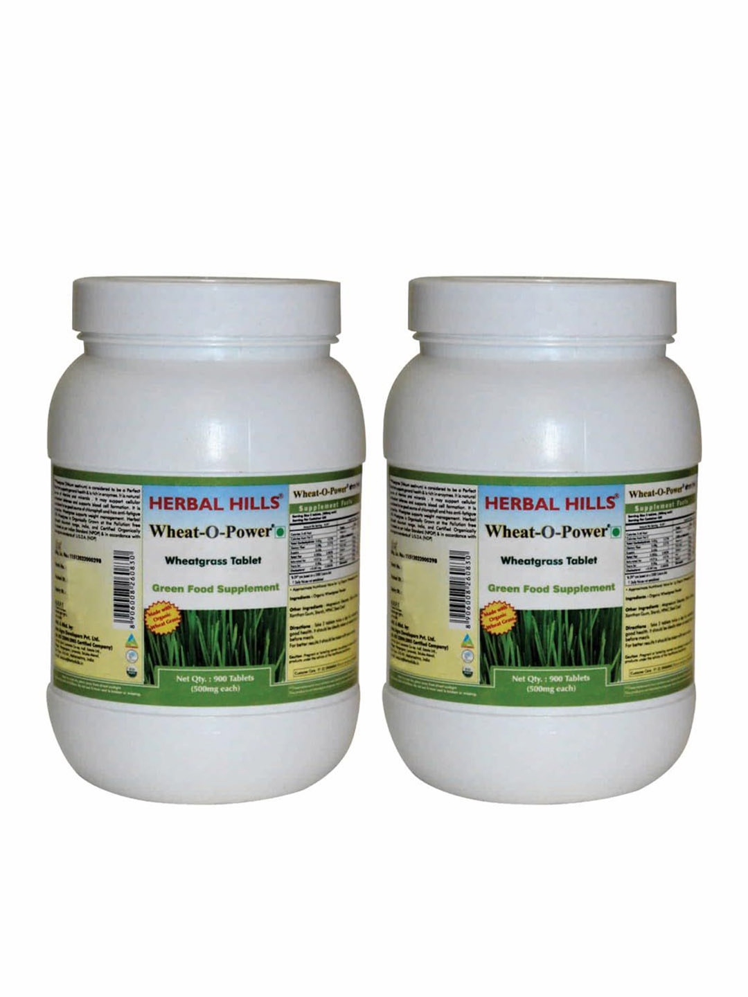 

Herbal Hills Set Of 2 Wheatgrass Tablets- 900 Each, White