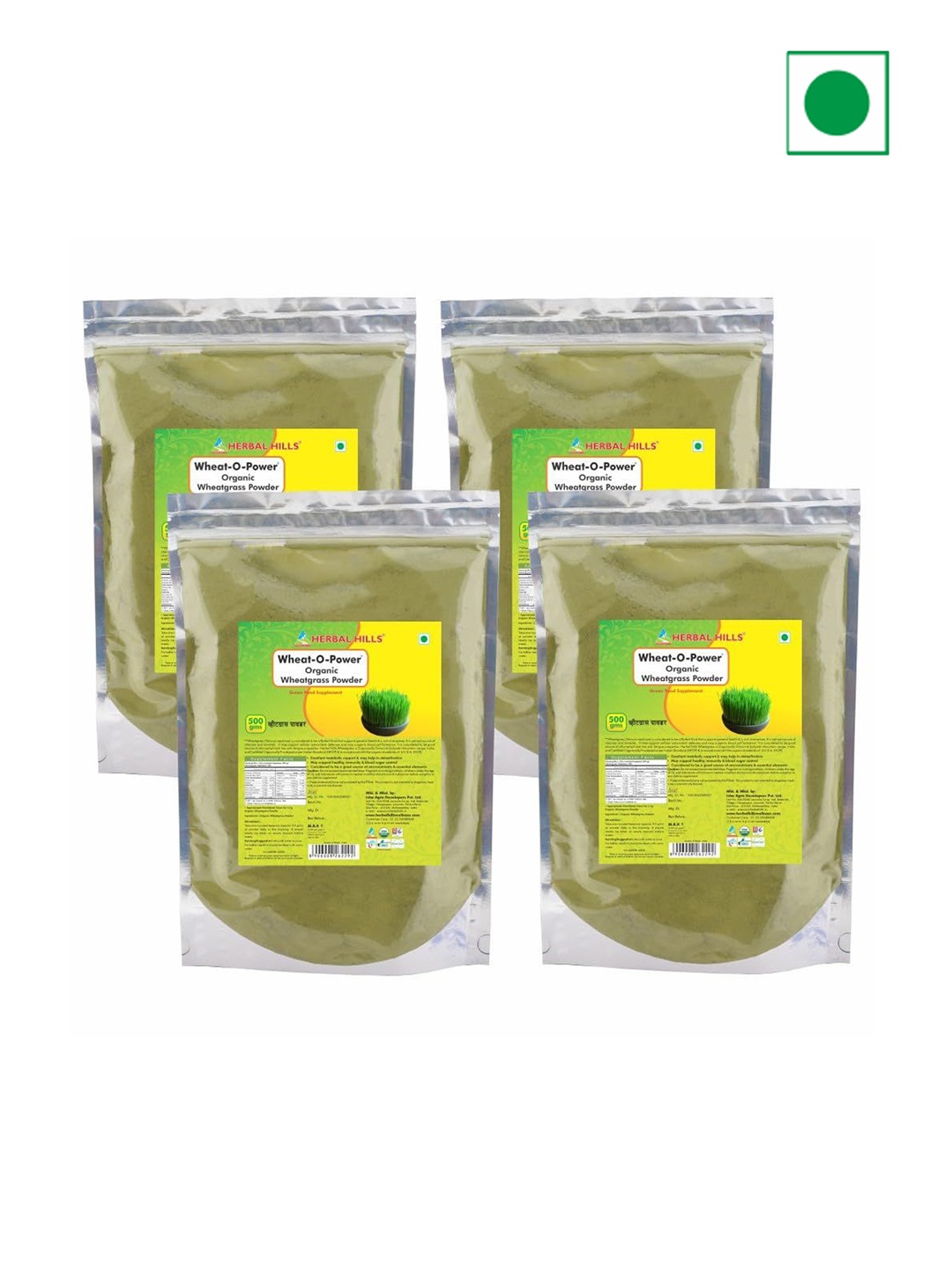 

Herbal Hills Set Of 4 Organic Barley Grass Powder - 500 g Each, Brown