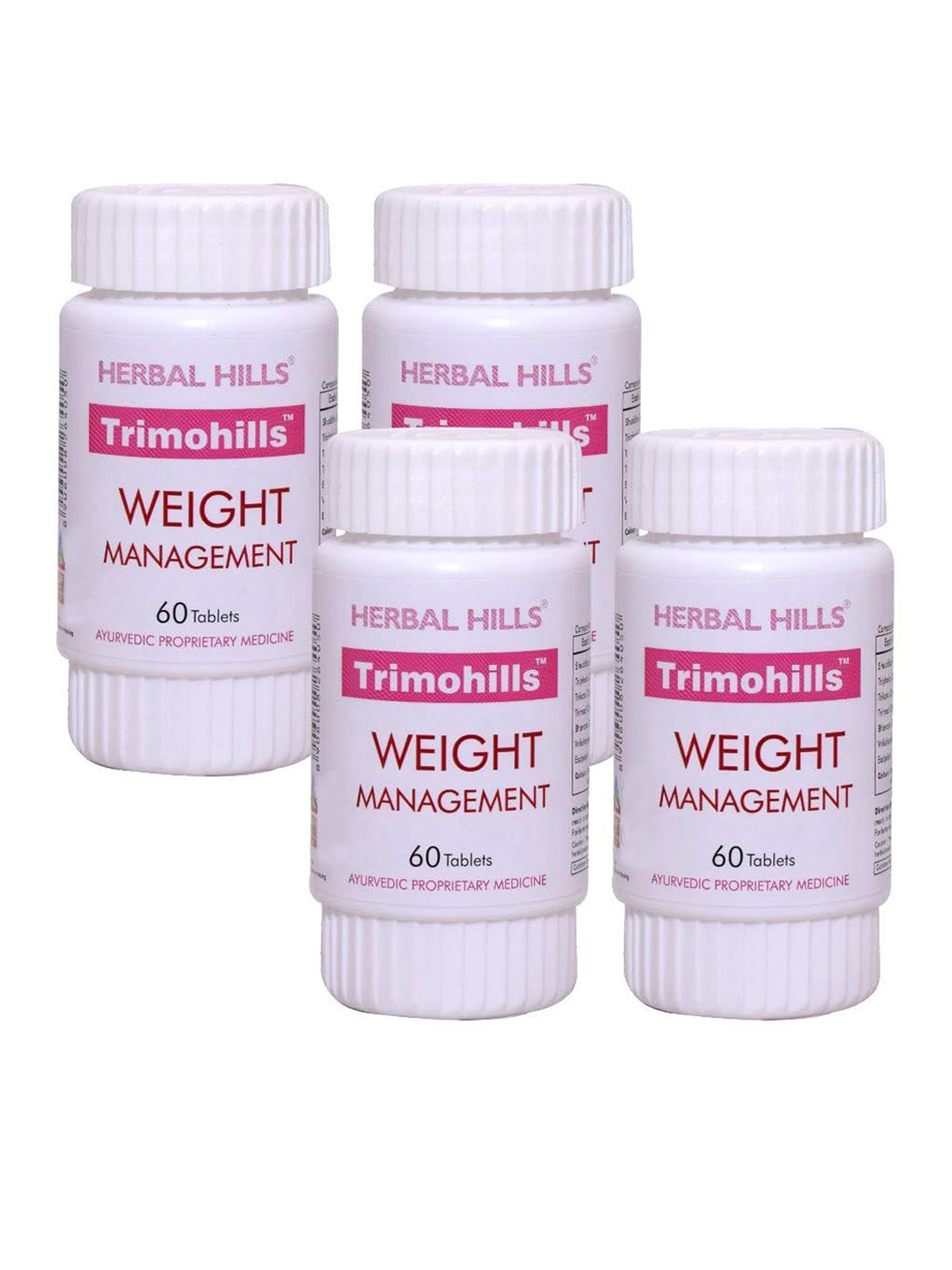 

Herbal Hills Set Of 4 Trimohills Weight Management Tablets- 60 Tablets Each, White
