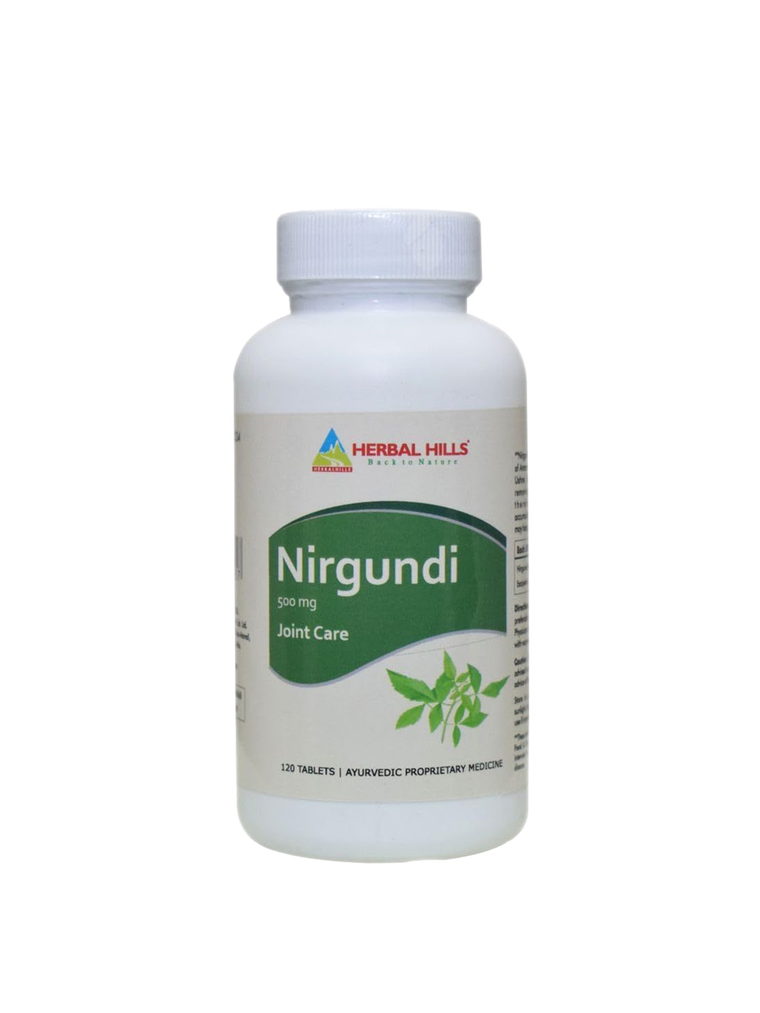 

Herbal Hills Nirgundi Tablets 500 mg For Joint Care - 120 Tablets, White