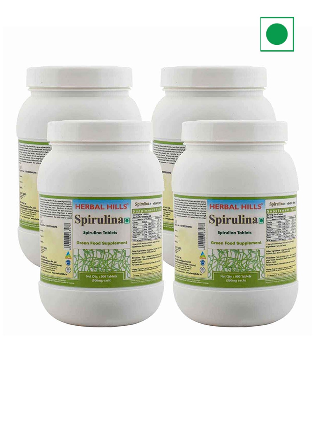 

Herbal Hills Set Of 4 Spirulina Tablets - 900 Tablet Each, White