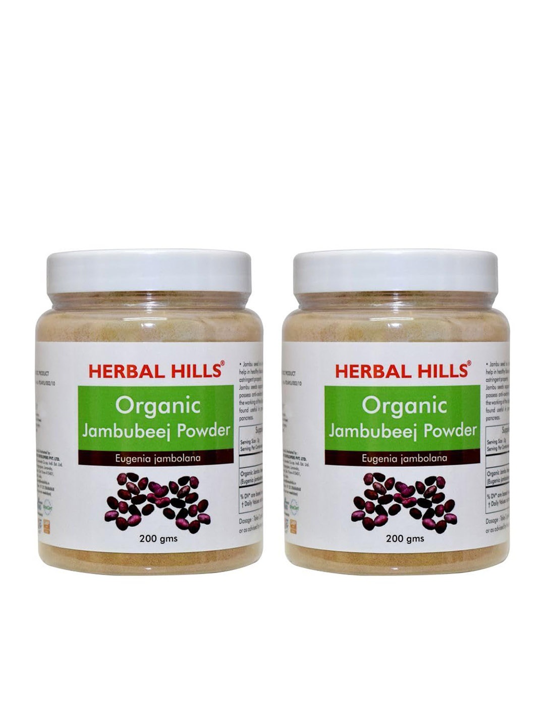 

Herbal Hills Organic Jambu Powder (JamunPowd_200 gm each_PO2), White