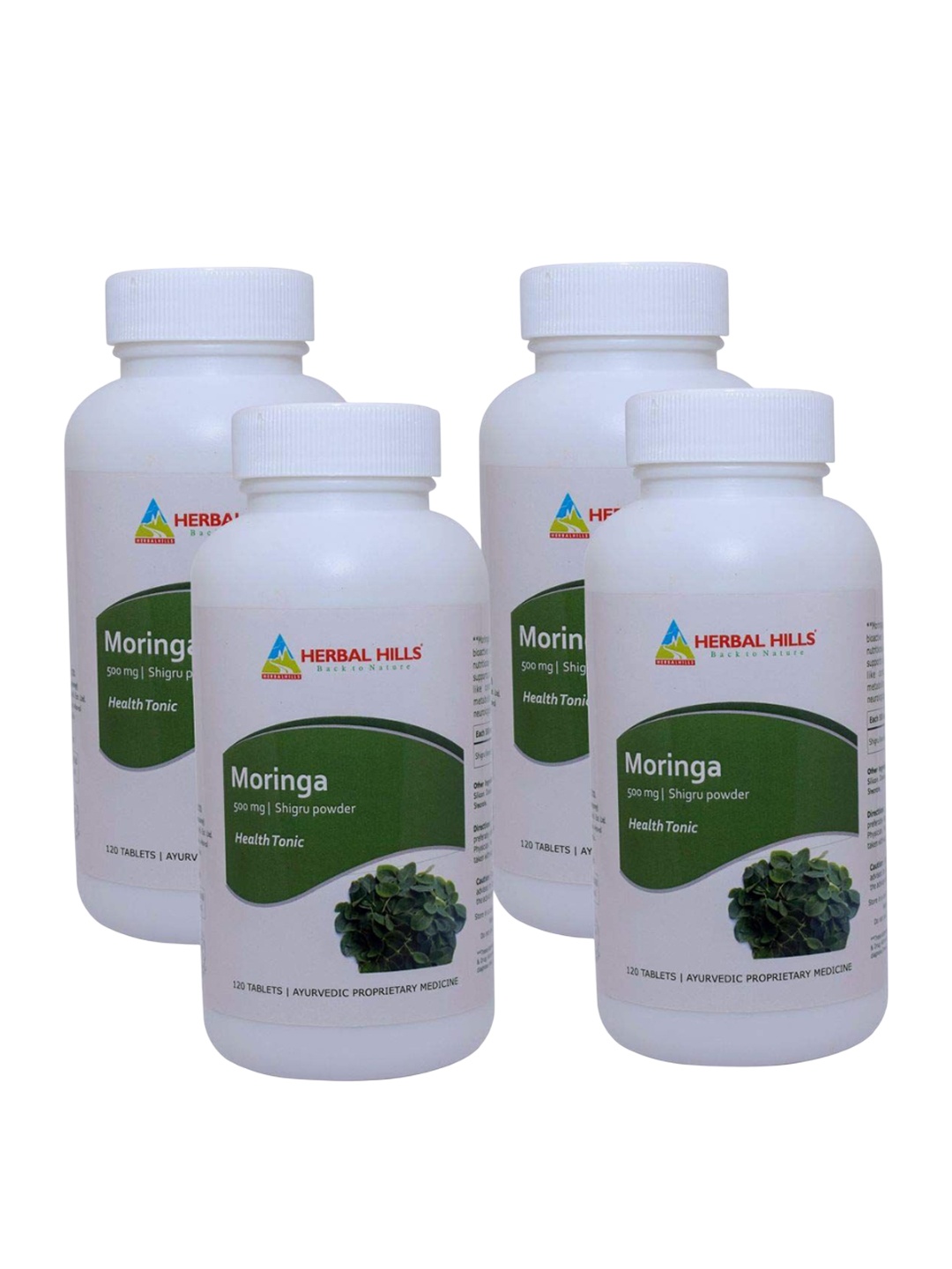 

Herbal Hills Set Of 4 Moringa Leaf Tablets - 120 Tablets Each, White