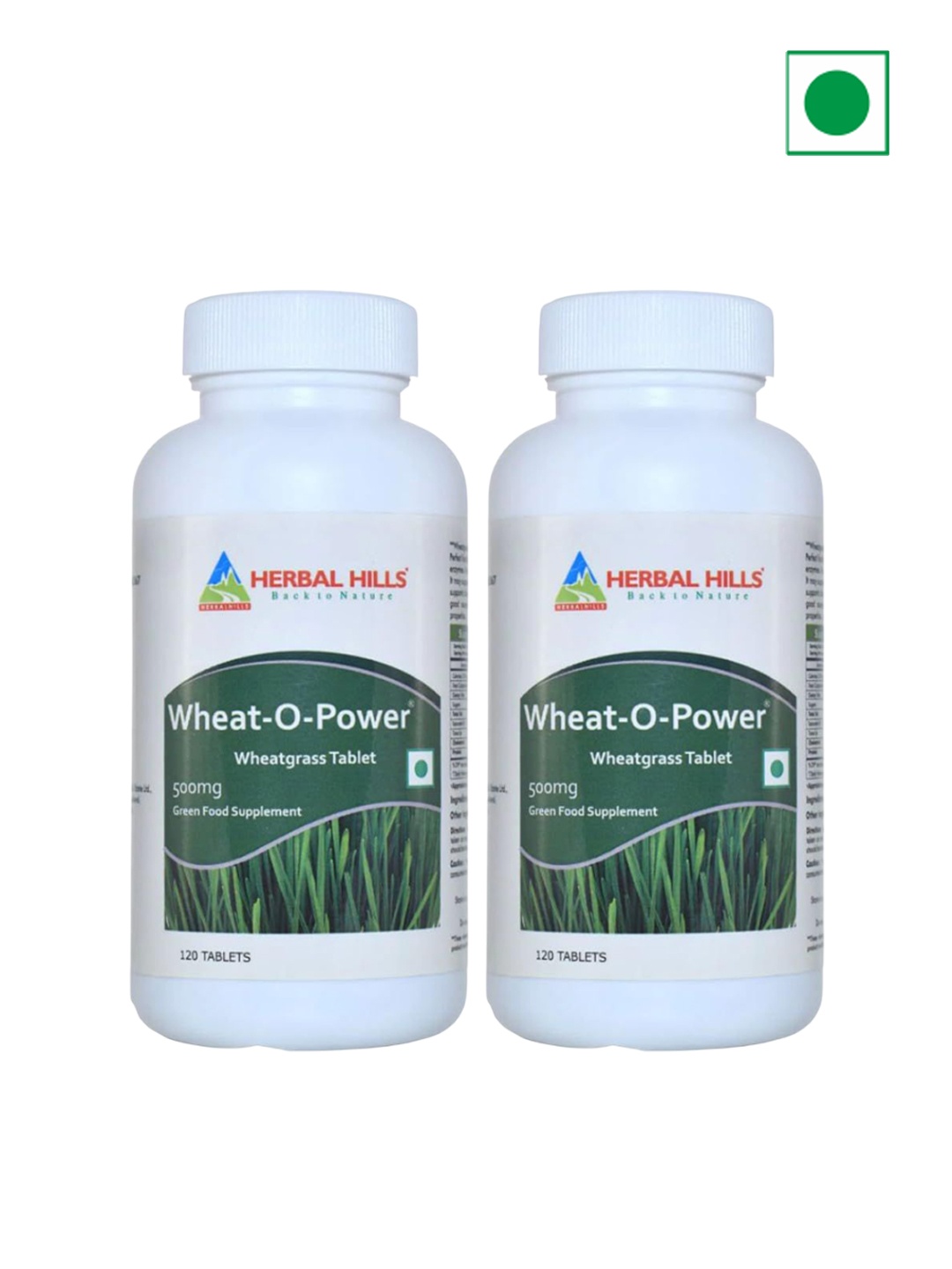 

Herbal Hills Set Of 2 Wheatgrass Tablets 500 mg - 120 Tablet Each, White
